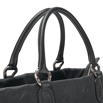 CHANEL Caviar Skin Deka Coco Mark Handbag Black Silver-Tone Hardware, Pre-Owned