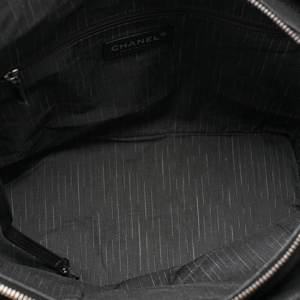 CHANEL Caviar Skin Deka Coco Mark Handbag Black Silver-Tone Hardware, Pre-Owned