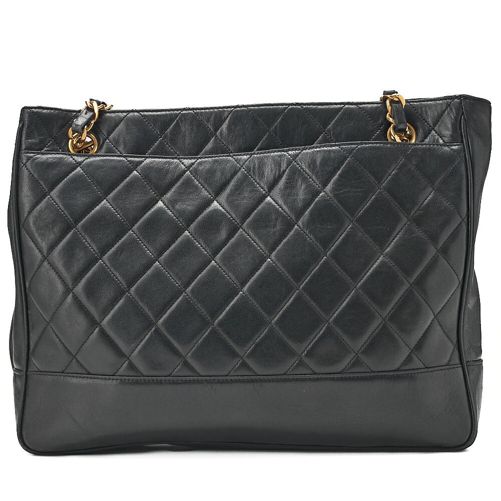 CHANEL Matelasse Chain Shoulder with Ball Charm Lambskin Black Gold-Tone Hardware, Pre-Owned