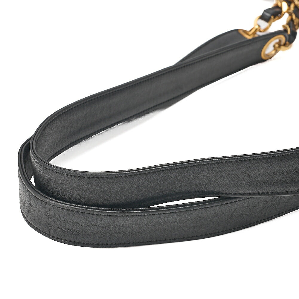 CHANEL Matelasse Chain Shoulder with Ball Charm Lambskin Black Gold-Tone Hardware, Pre-Owned