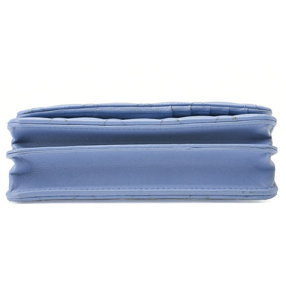 CHANEL Chain Shoulder Bag Matelasse Chain Wallet Lambskin Sky Blue Gold-Tone Hardware, Pre-Owned