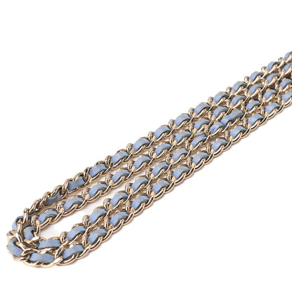 CHANEL Chain Shoulder Bag Matelasse Chain Wallet Lambskin Sky Blue Gold-Tone Hardware, Pre-Owned
