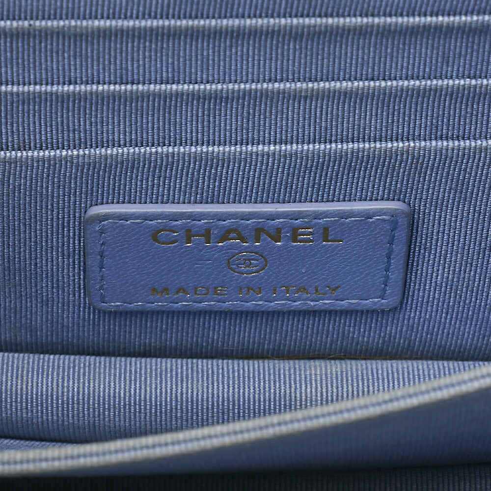 CHANEL Chain Shoulder Bag Matelasse Chain Wallet Lambskin Sky Blue Gold-Tone Hardware, Pre-Owned
