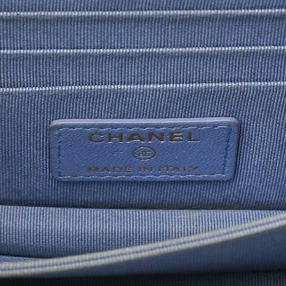 CHANEL Chain Shoulder Bag Matelasse Chain Wallet Lambskin Sky Blue Gold-Tone Hardware, Pre-Owned