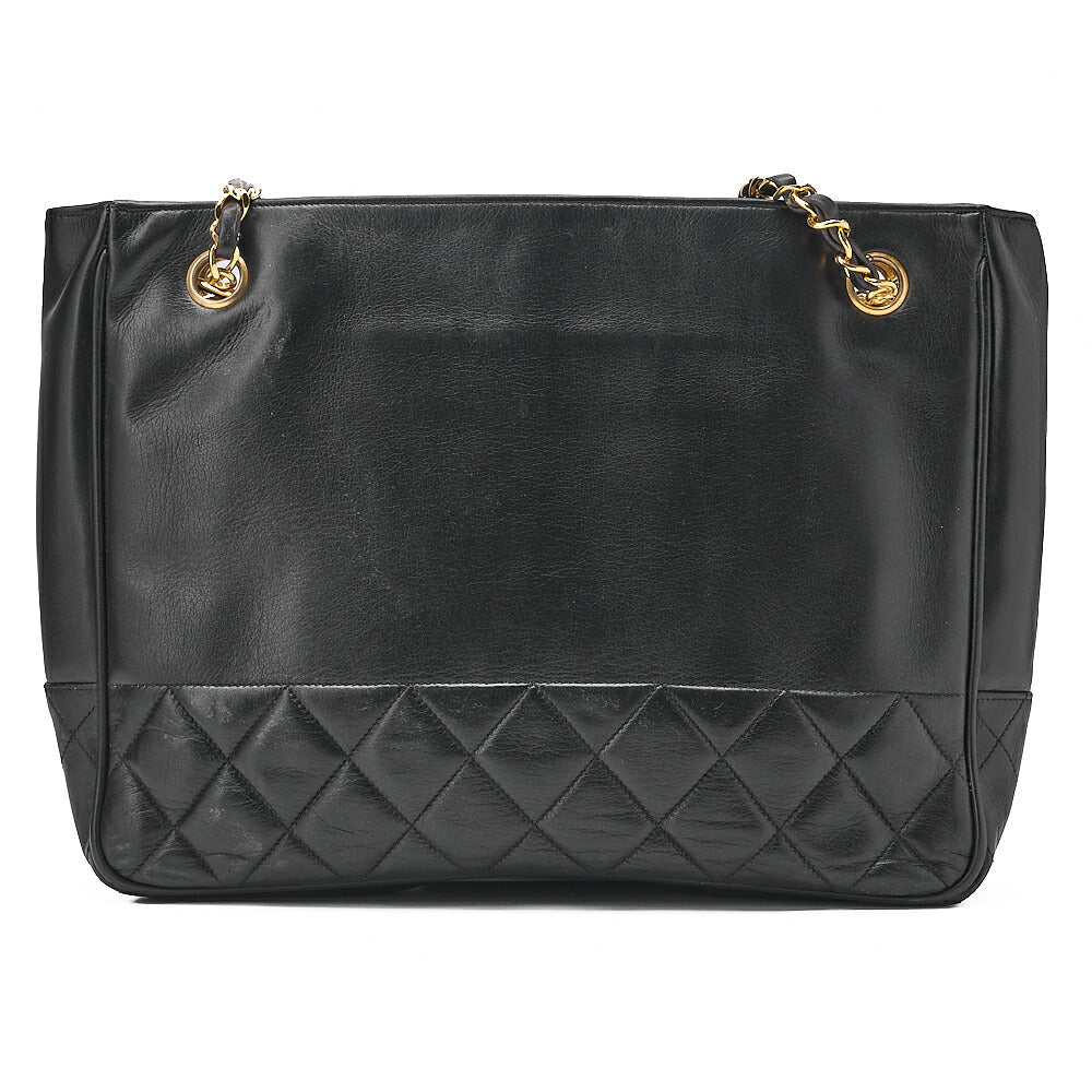 CHANEL Matelasse Double Chain Shoulder with Pull Charm Lambskin Black Gold-Tone Hardware, Pre-Owned