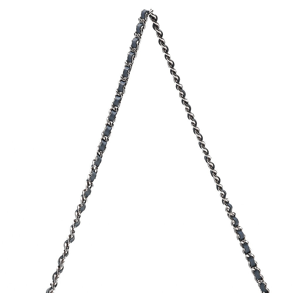 CHANEL Lambskin Matelasse 27cm Single Flap Chain Shoulder Bag Deep Blue Silver-Tone Hardware, Pre-Owned