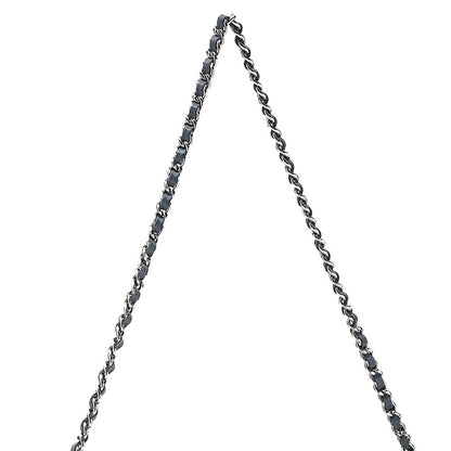 CHANEL Lambskin Matelasse 27cm Single Flap Chain Shoulder Bag Deep Blue Silver-Tone Hardware, Pre-Owned