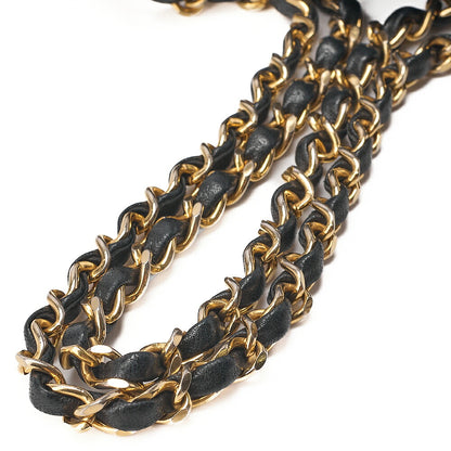 CHANEL Lambskin Matelasse Double Flap 25cm Chain Shoulder Black Gold-Tone Hardware, Pre-Owned