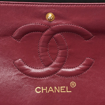 CHANEL Lambskin Matelasse Double Flap 25cm Chain Shoulder Black Gold-Tone Hardware, Pre-Owned