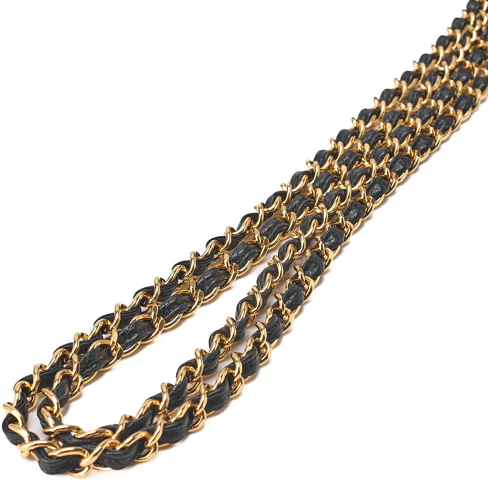 CHANEL Caviar Skin Matelasse Turn Lock Plate Charm Attached Chain Shoulder Black Gold-Tone Hardware, Pre-Owned