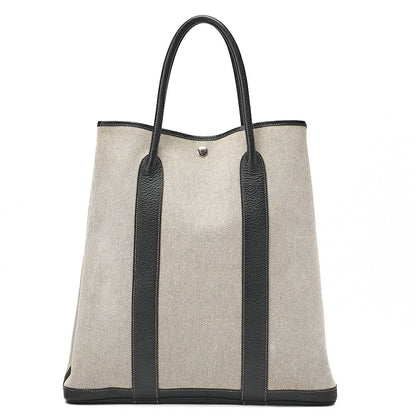 Hermes Hermes Garden File MM Toile Officer Tote Bag Gray x Black Silver-Tone Hardware, Pre-Owned
