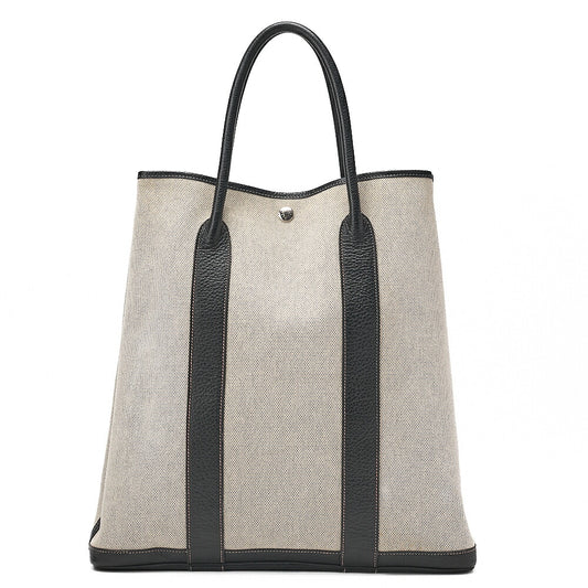 Hermes Hermes Garden File MM Toile Officer Tote Bag Gray x Black Silver-Tone Hardware, Pre-Owned