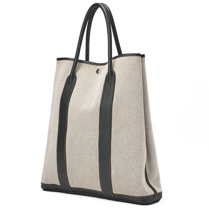 Hermes Hermes Garden File MM Toile Officer Tote Bag Gray x Black Silver-Tone Hardware, Pre-Owned