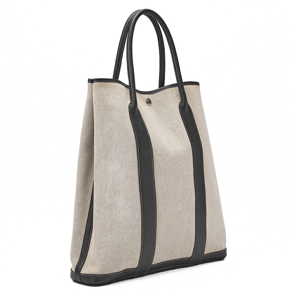 Hermes Hermes Garden File MM Toile Officer Tote Bag Gray x Black Silver-Tone Hardware, Pre-Owned