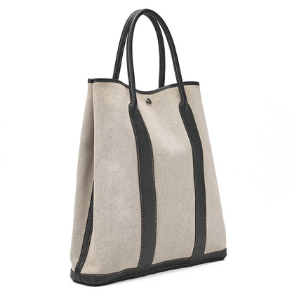 Hermes Hermes Garden File MM Toile Officer Tote Bag Gray x Black Silver-Tone Hardware, Pre-Owned