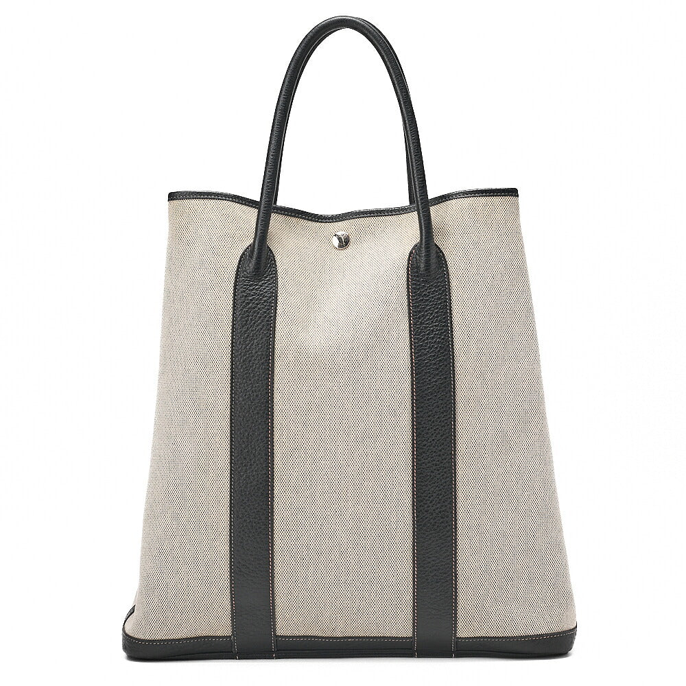 Hermes Hermes Garden File MM Toile Officer Tote Bag Gray x Black Silver-Tone Hardware, Pre-Owned