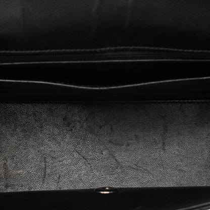 CHANEL Caviar Skin Matelasse Shoulder Bag Black Silver-Tone Hardware, Pre-Owned