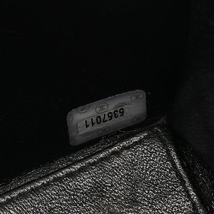 CHANEL Caviar Skin Matelasse Shoulder Bag Black Silver-Tone Hardware, Pre-Owned