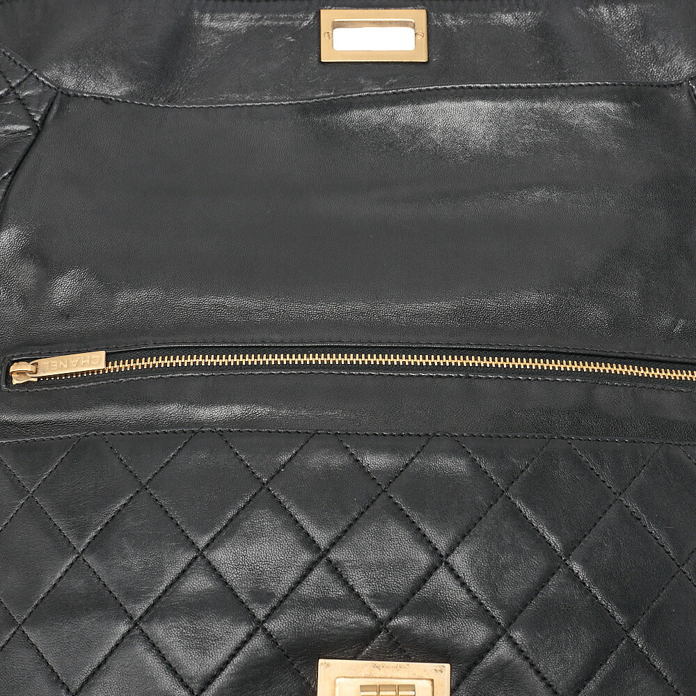 CHANEL Vintage Calf Matelasse 2.55 Turn Lock Chain Shoulder Black-Tone Hardware, Pre-Owned