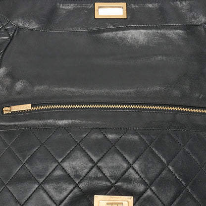CHANEL Vintage Calf Matelasse 2.55 Turn Lock Chain Shoulder Black-Tone Hardware, Pre-Owned
