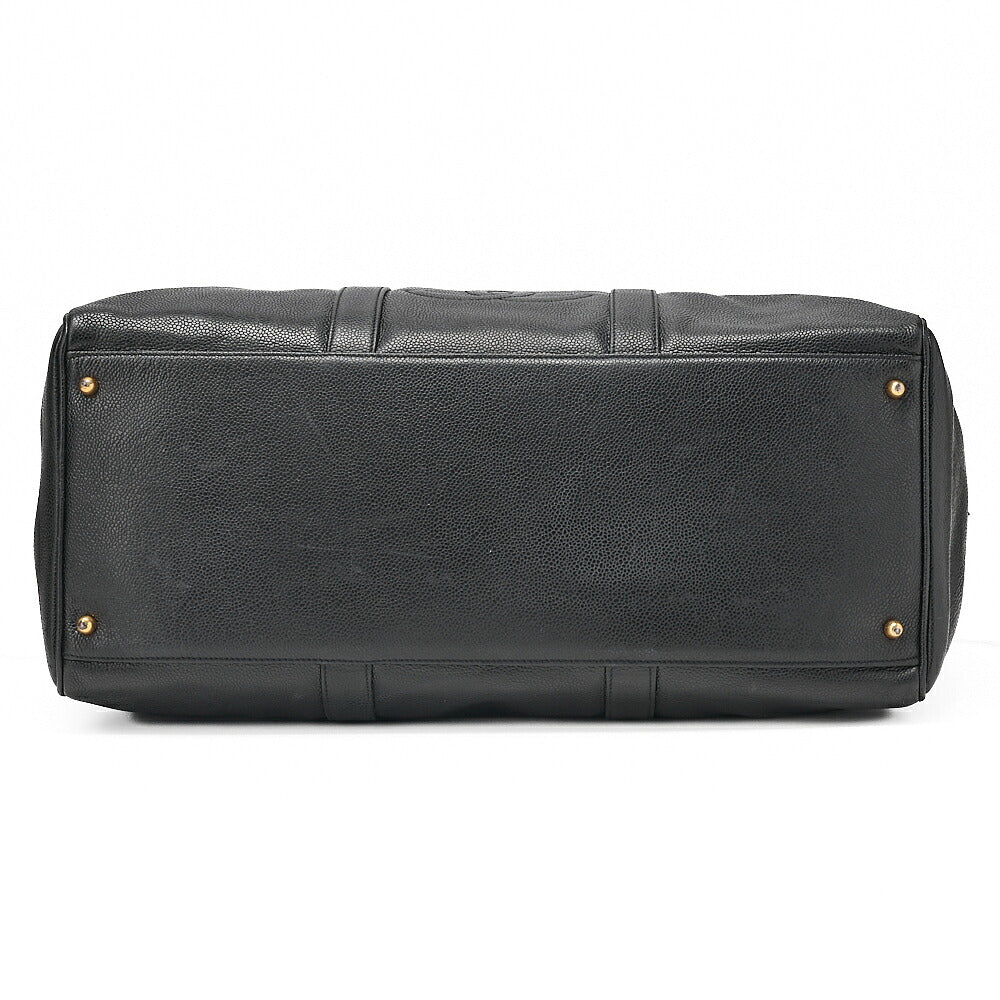 CHANEL Handbag Boston Bag 2-way Caviar Skin Coco Mark Black Gold-Tone Hardware, Pre-Owned