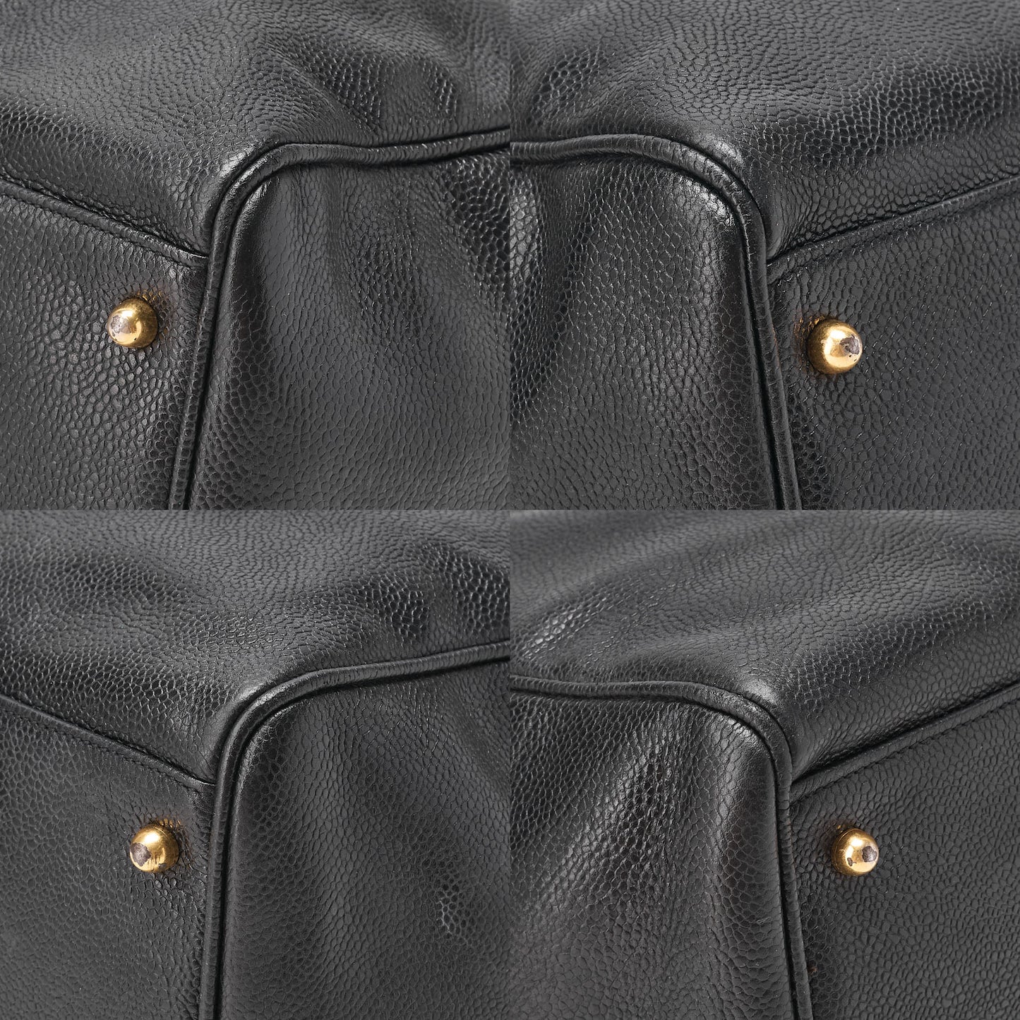 CHANEL Handbag Boston Bag 2-way Caviar Skin Coco Mark Black Gold-Tone Hardware, Pre-Owned