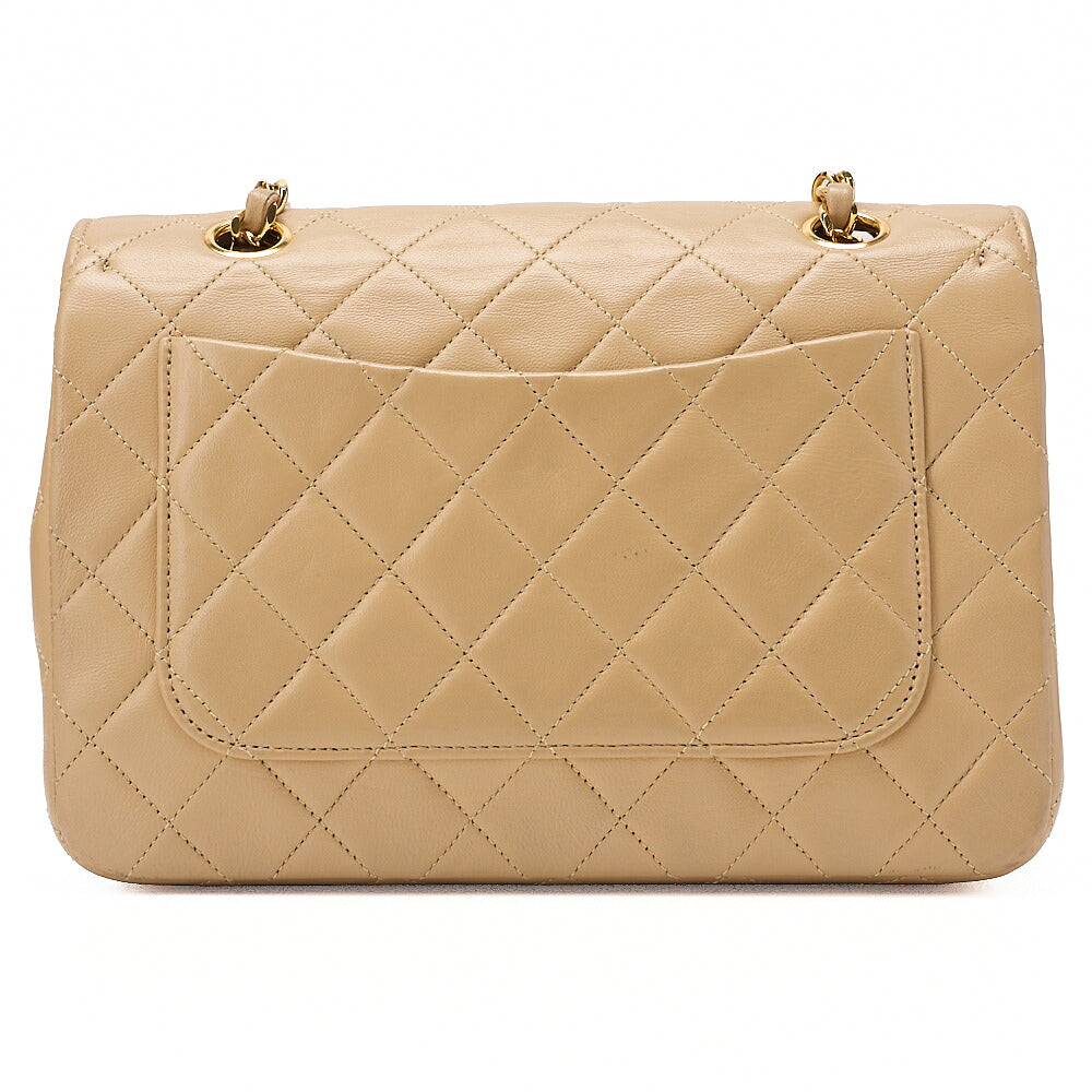 CHANEL Lambskin Matelasse Full Flap 22cm Chain Shoulder Beige Gold-Tone Hardware, Pre-Owned