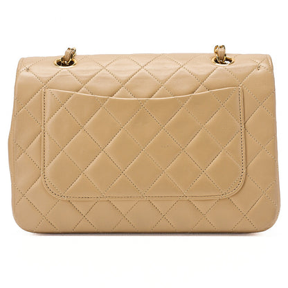 CHANEL Lambskin Matelasse Full Flap 22cm Chain Shoulder Beige Gold-Tone Hardware, Pre-Owned
