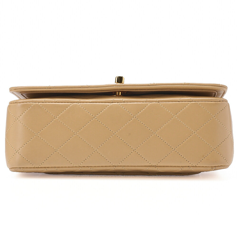 CHANEL Lambskin Matelasse Full Flap 22cm Chain Shoulder Beige Gold-Tone Hardware, Pre-Owned