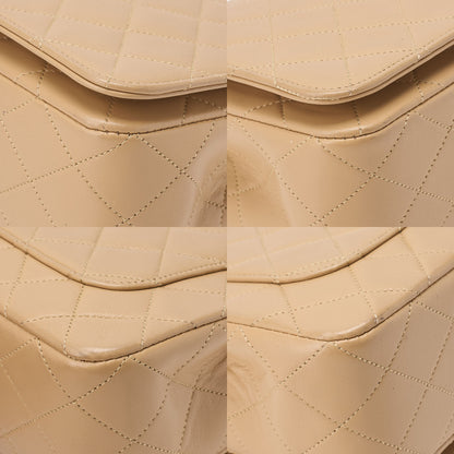 CHANEL Lambskin Matelasse Full Flap 22cm Chain Shoulder Beige Gold-Tone Hardware, Pre-Owned