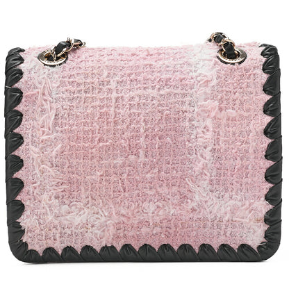 CHANEL Tweed x Lambskin Cruise Collection Chain Shoulder Bag Pink x Black Gold-Tone Hardware, Pre-Owned