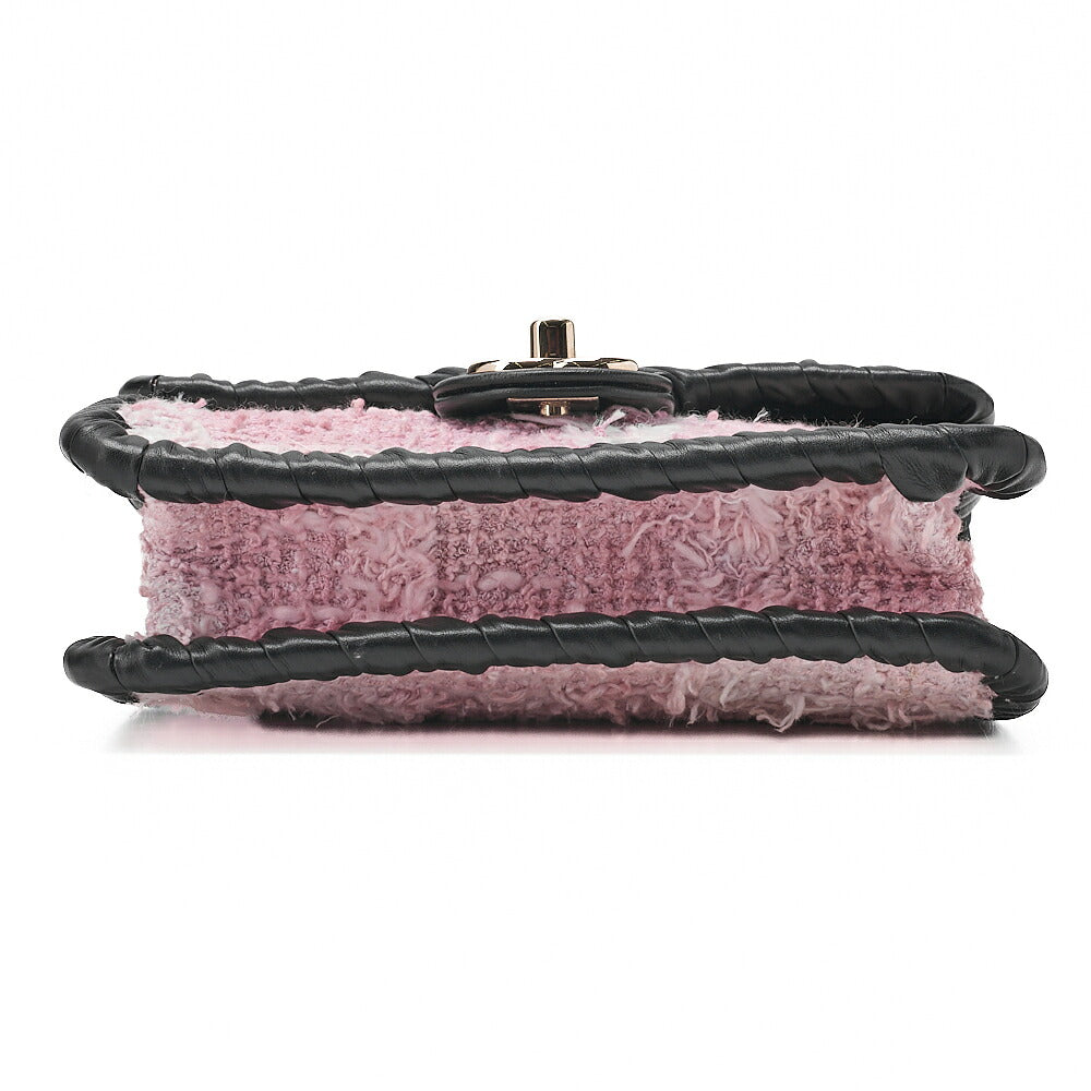 CHANEL Tweed x Lambskin Cruise Collection Chain Shoulder Bag Pink x Black Gold-Tone Hardware, Pre-Owned