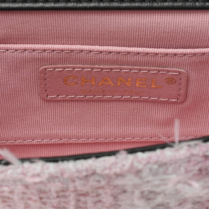 CHANEL Tweed x Lambskin Cruise Collection Chain Shoulder Bag Pink x Black Gold-Tone Hardware, Pre-Owned