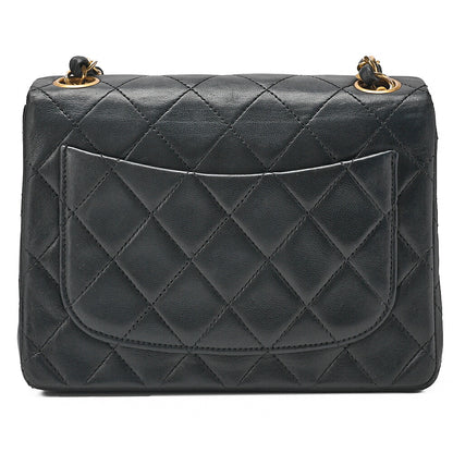 CHANEL Chain Shoulder Bag MiniMatelasse 17cm Lambskin Black Gold-Tone Hardware, Pre-Owned