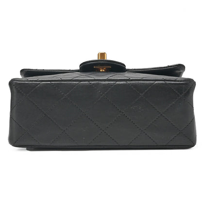 CHANEL Chain Shoulder Bag MiniMatelasse 17cm Lambskin Black Gold-Tone Hardware, Pre-Owned