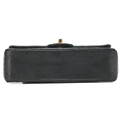 CHANEL Lambskin Matelasse Double Flap 23cm Chain Shoulder Black Gold-Tone Hardware, Pre-Owned