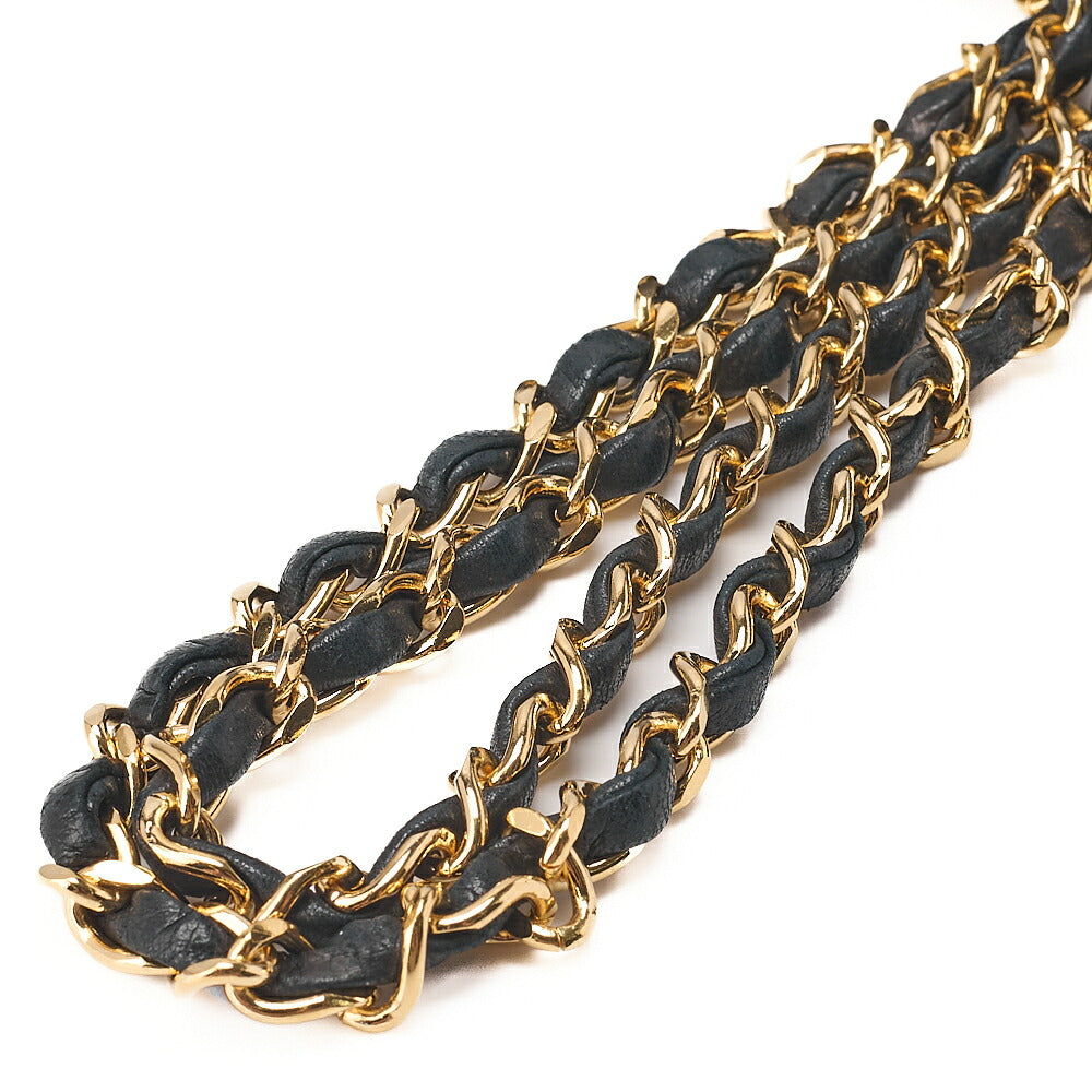 CHANEL Lambskin Matelasse Double Flap 23cm Chain Shoulder Black Gold-Tone Hardware, Pre-Owned