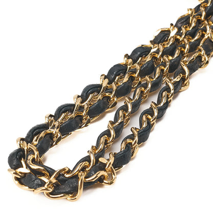 CHANEL Lambskin Matelasse Double Flap 23cm Chain Shoulder Black Gold-Tone Hardware, Pre-Owned