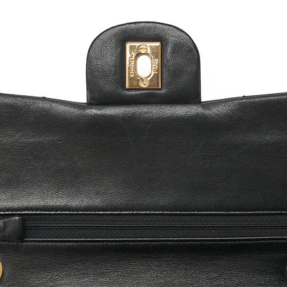 CHANEL Lambskin Matelasse Double Flap 23cm Chain Shoulder Black Gold-Tone Hardware, Pre-Owned