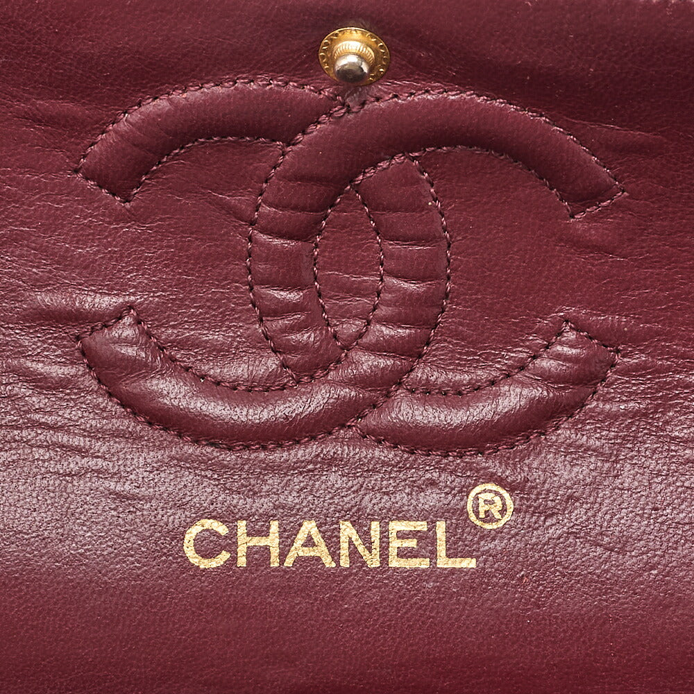 CHANEL Lambskin Matelasse Double Flap 23cm Chain Shoulder Black Gold-Tone Hardware, Pre-Owned