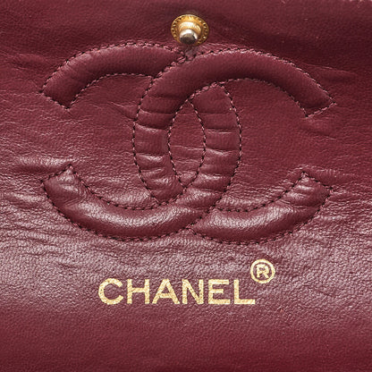 CHANEL Lambskin Matelasse Double Flap 23cm Chain Shoulder Black Gold-Tone Hardware, Pre-Owned