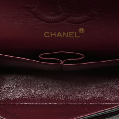 CHANEL Lambskin Matelasse Double Flap 23cm Chain Shoulder Black Gold-Tone Hardware, Pre-Owned