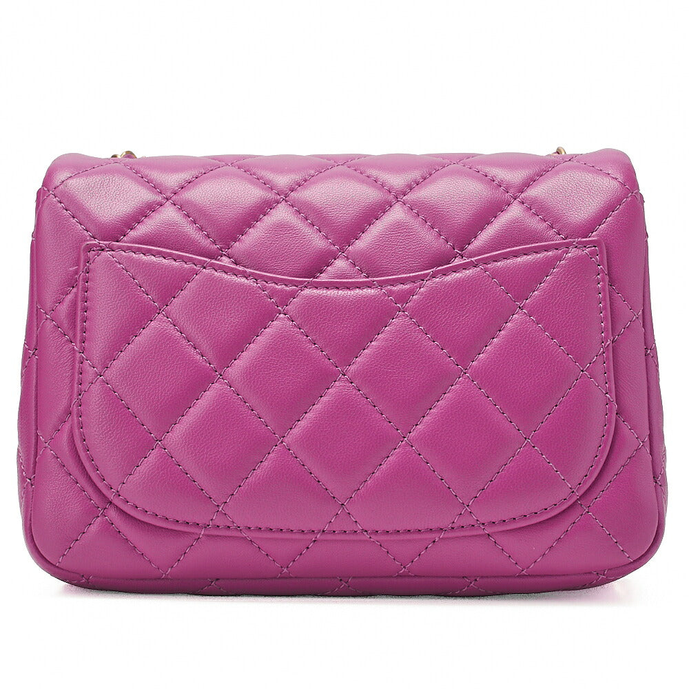CHANEL Mini Matelasse 17cm Chain Shoulder Bag Lambskin Purple Gold-Tone Hardware, Pre-Owned