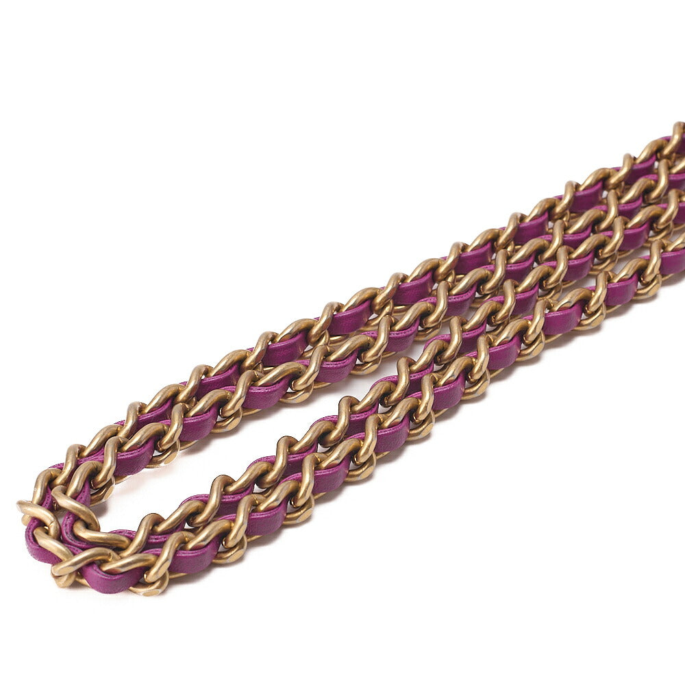 CHANEL Mini Matelasse 17cm Chain Shoulder Bag Lambskin Purple Gold-Tone Hardware, Pre-Owned