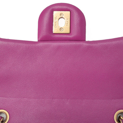 CHANEL Mini Matelasse 17cm Chain Shoulder Bag Lambskin Purple Gold-Tone Hardware, Pre-Owned
