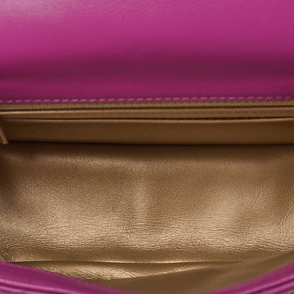 CHANEL Mini Matelasse 17cm Chain Shoulder Bag Lambskin Purple Gold-Tone Hardware, Pre-Owned
