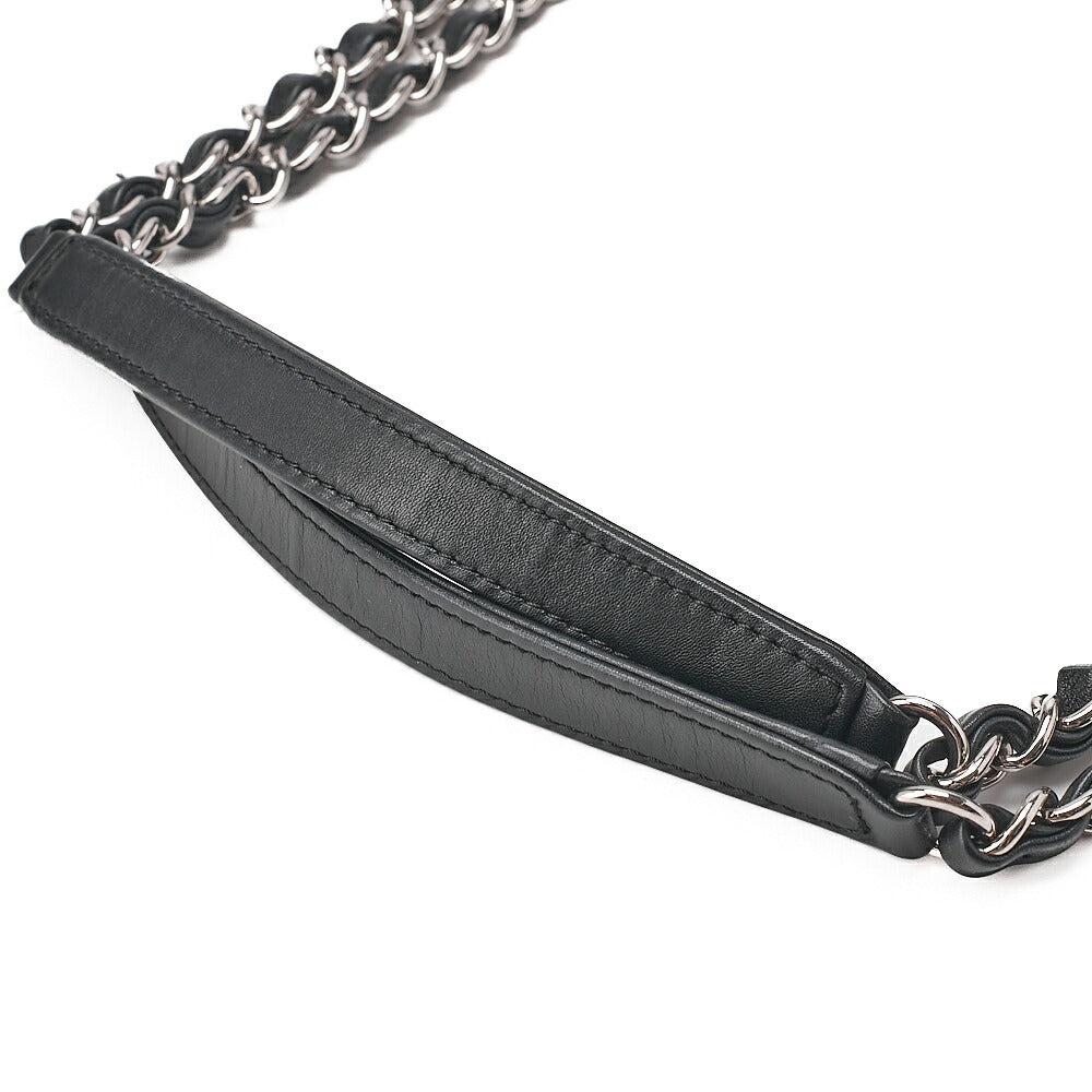 CHANEL Lambskin x Enamel Matelasse Coco Charm Chain Tote Bag Black Silver-Tone Hardware, Pre-Owned