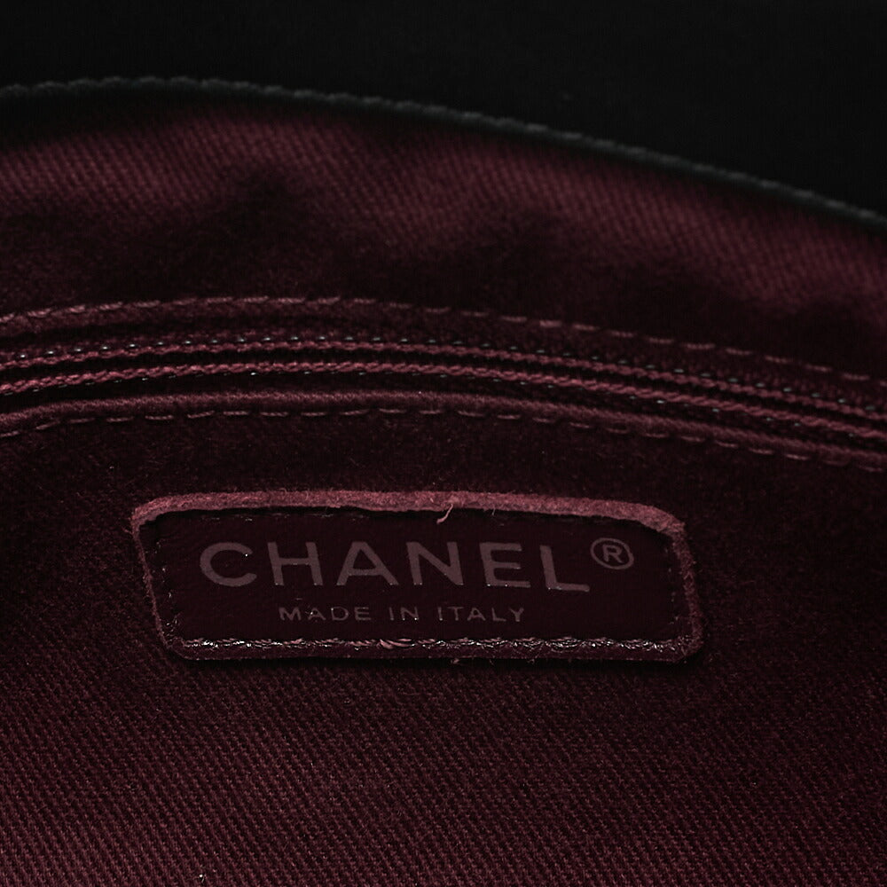 CHANEL Lambskin x Enamel Matelasse Coco Charm Chain Tote Bag Black Silver-Tone Hardware, Pre-Owned