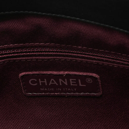 CHANEL Lambskin x Enamel Matelasse Coco Charm Chain Tote Bag Black Silver-Tone Hardware, Pre-Owned