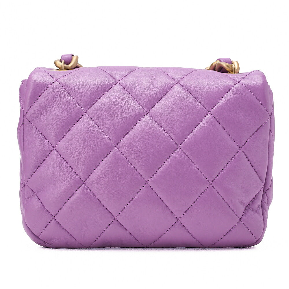 CHANEL Lambskin Minimat Lesser Single Giant Chain Shoulder Purple Gold-Tone Hardware, Pre-Owned